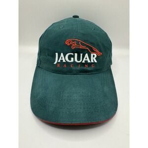 Vintage Jaguar Racing Hat Green Red Strapback Embroidered Motorsports Cap